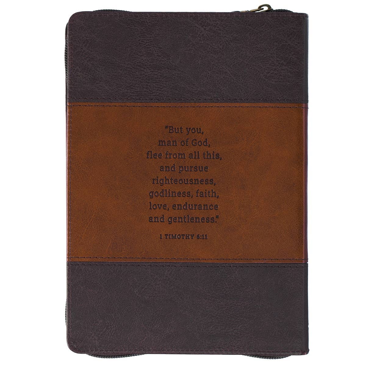 Journal Zip Brown 2tone Man of God 1 Tim. 6:11