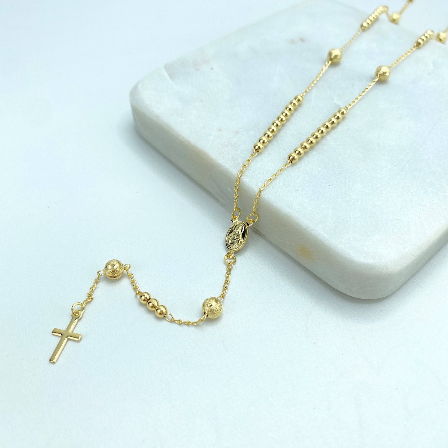 Jesus Christ Rosary 18k Gold Filled Gold Beads