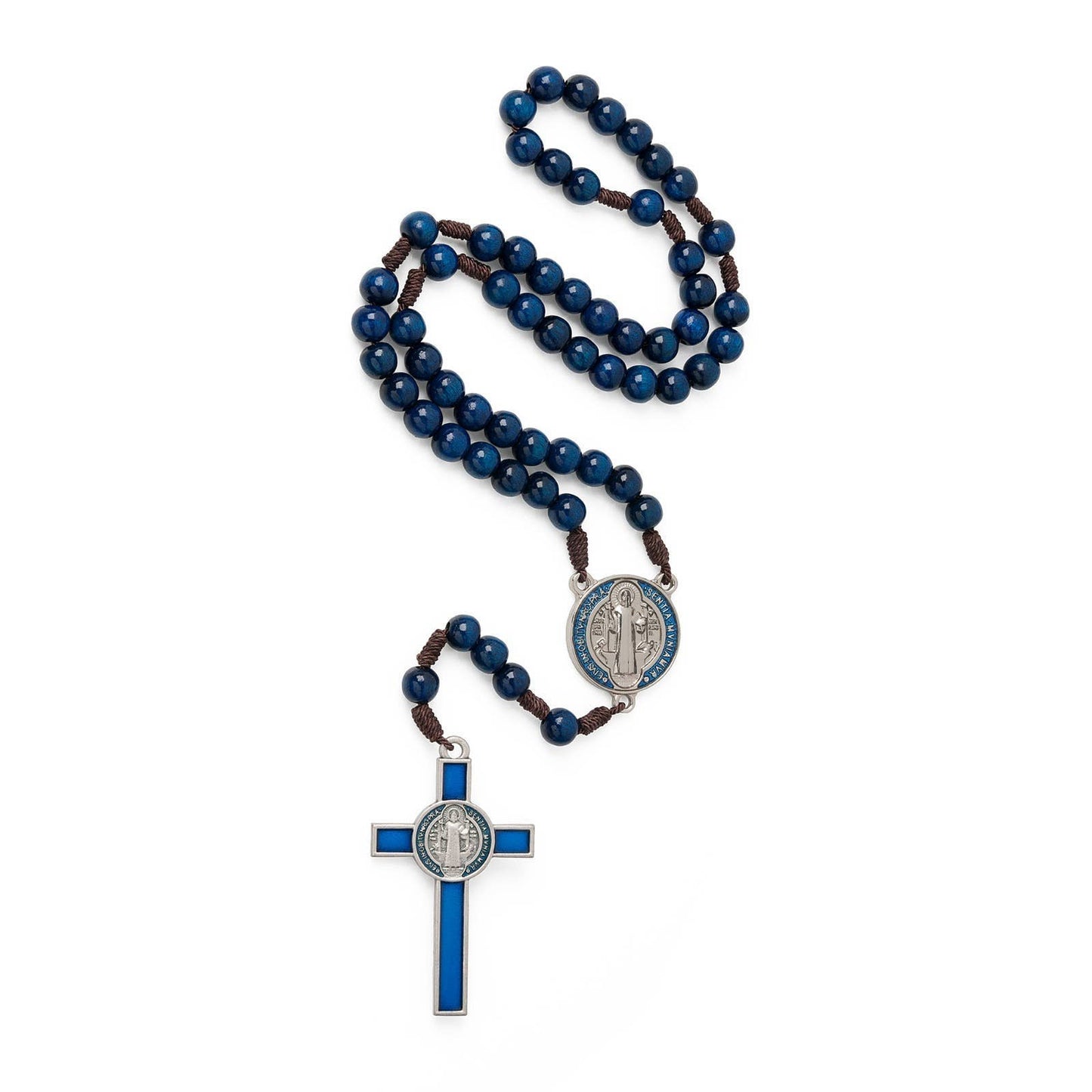 St. Benedict Wooden Rosary (BLUE Resin) 20"