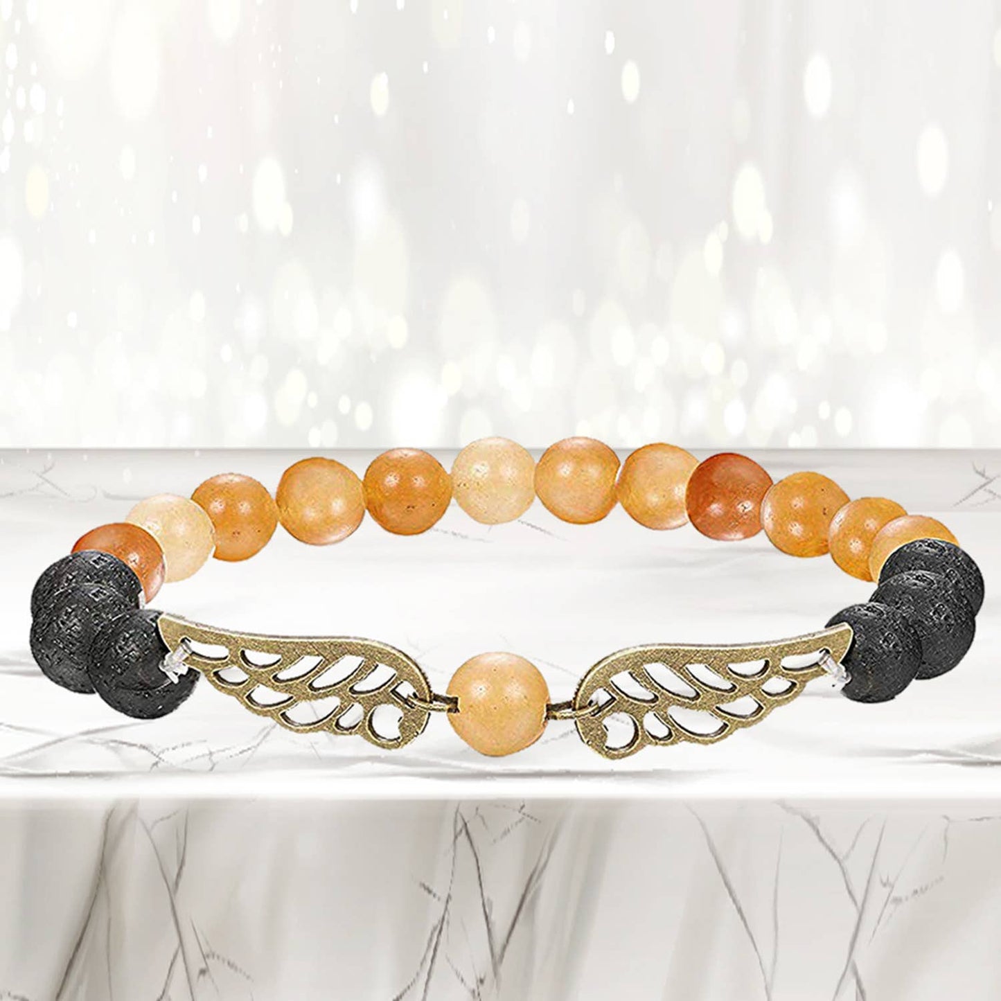 Angel Wings -Mixed Lava Stone Chakra Diffuser Bracelet