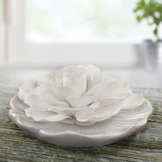 White Plate - Ceramic Flower Diffuser: Linens On The Line