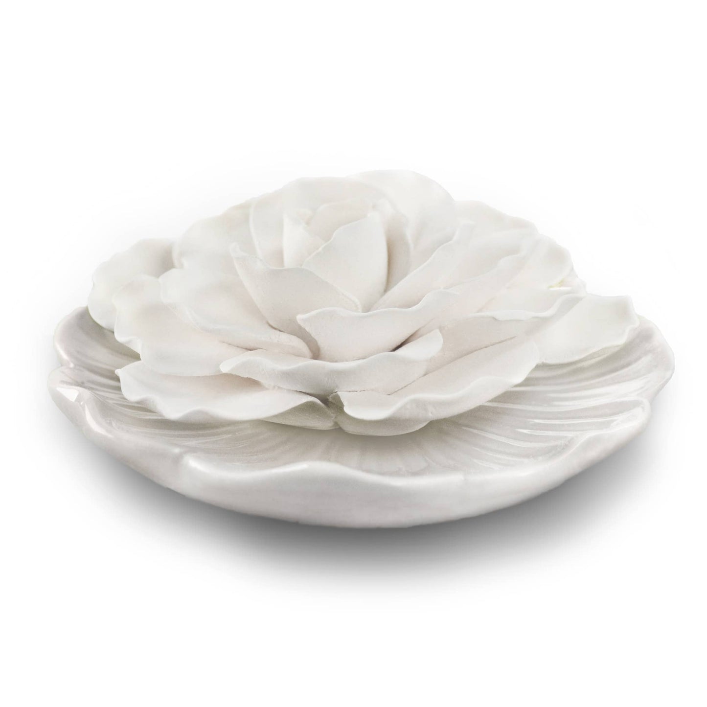 Ceramic Flower Diffuser: Sunrise Dew white plate