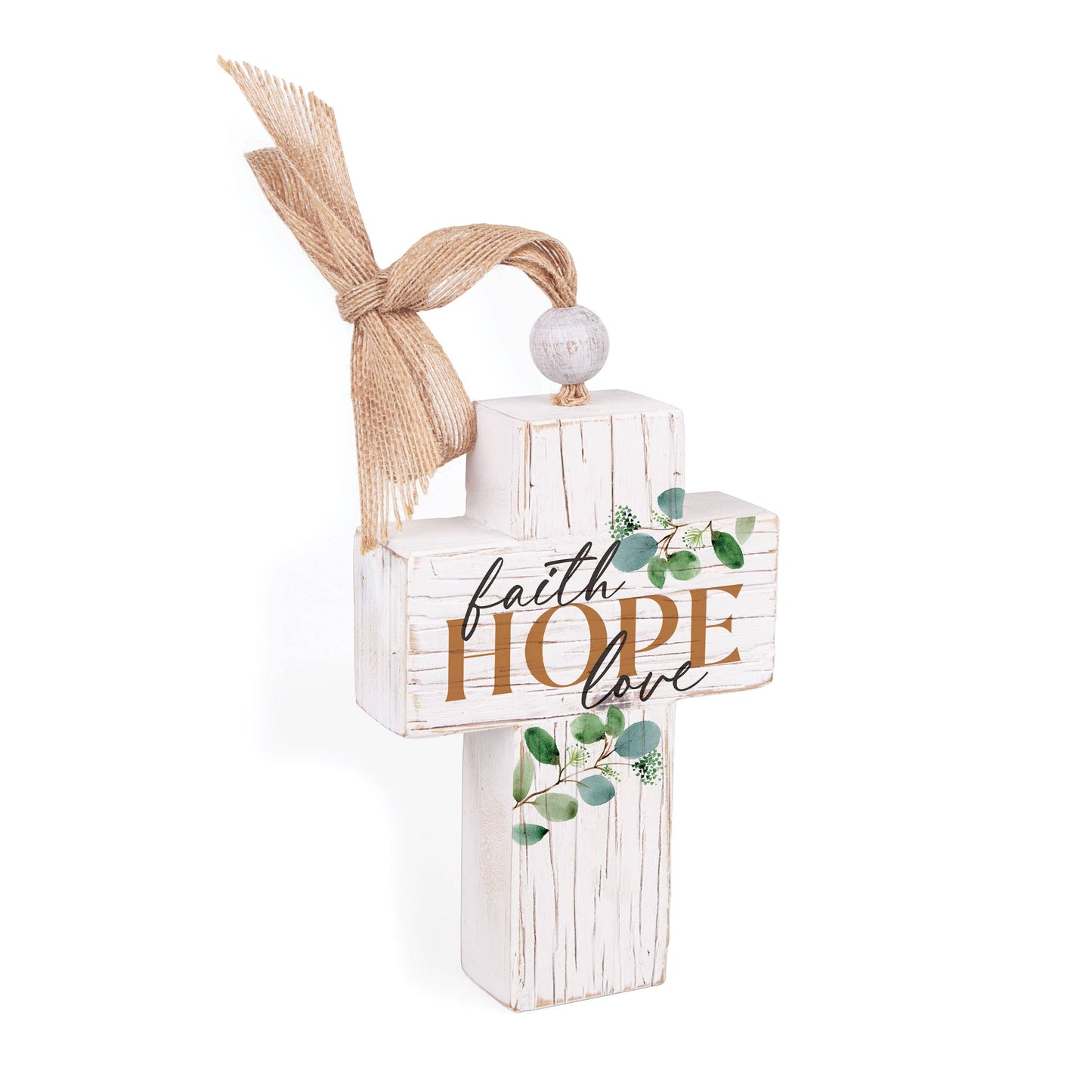 Faith Hope Love Distressed Cross with Ribbon