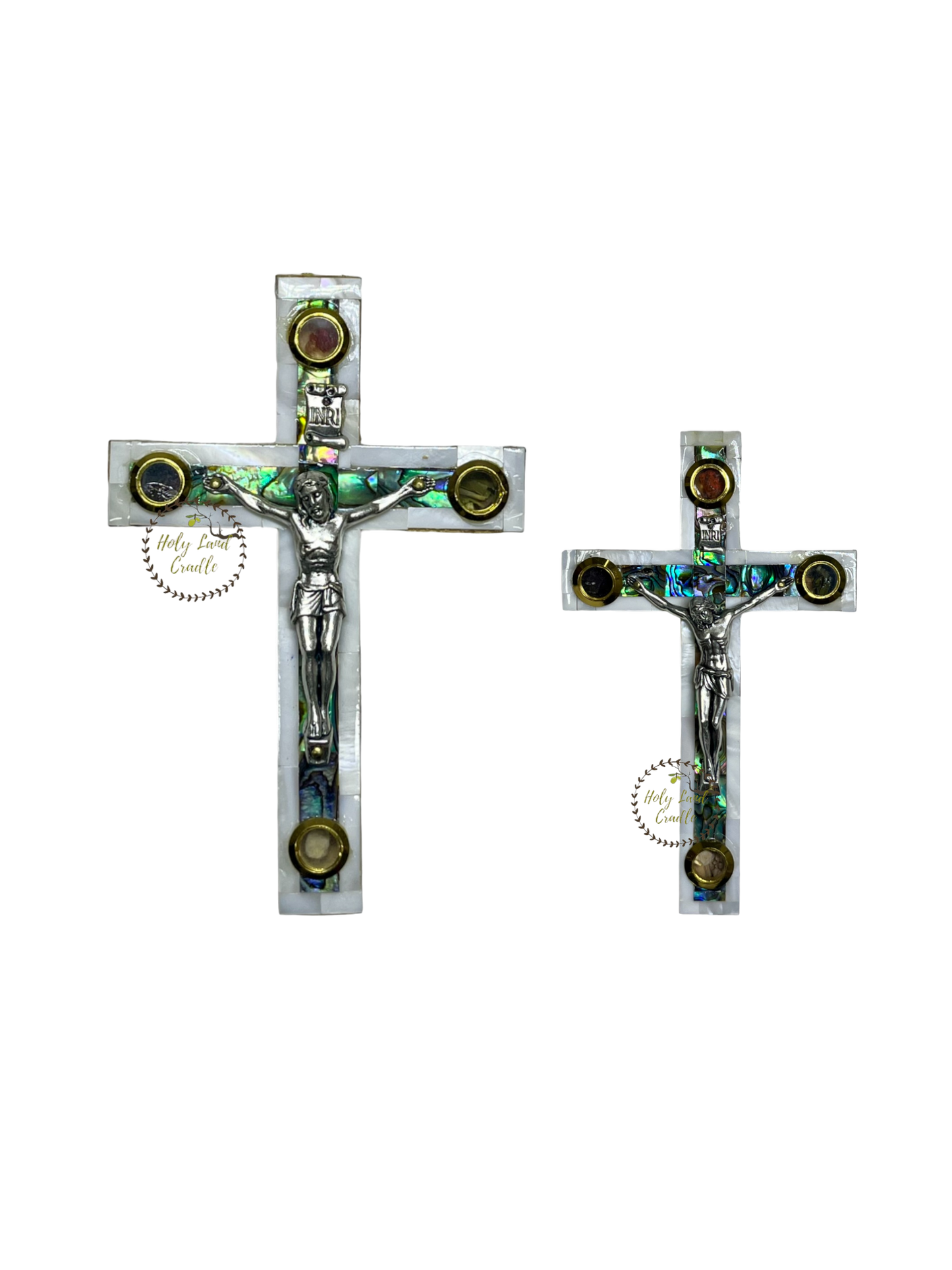 Olive Wood With Mother of Pearl Full Wall Cross with Corpus