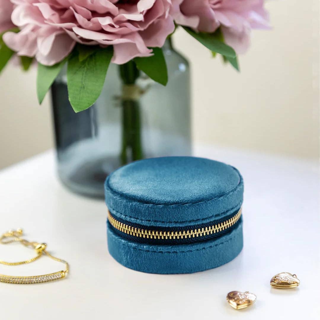 Lilac Velvet Round Jewelry Box