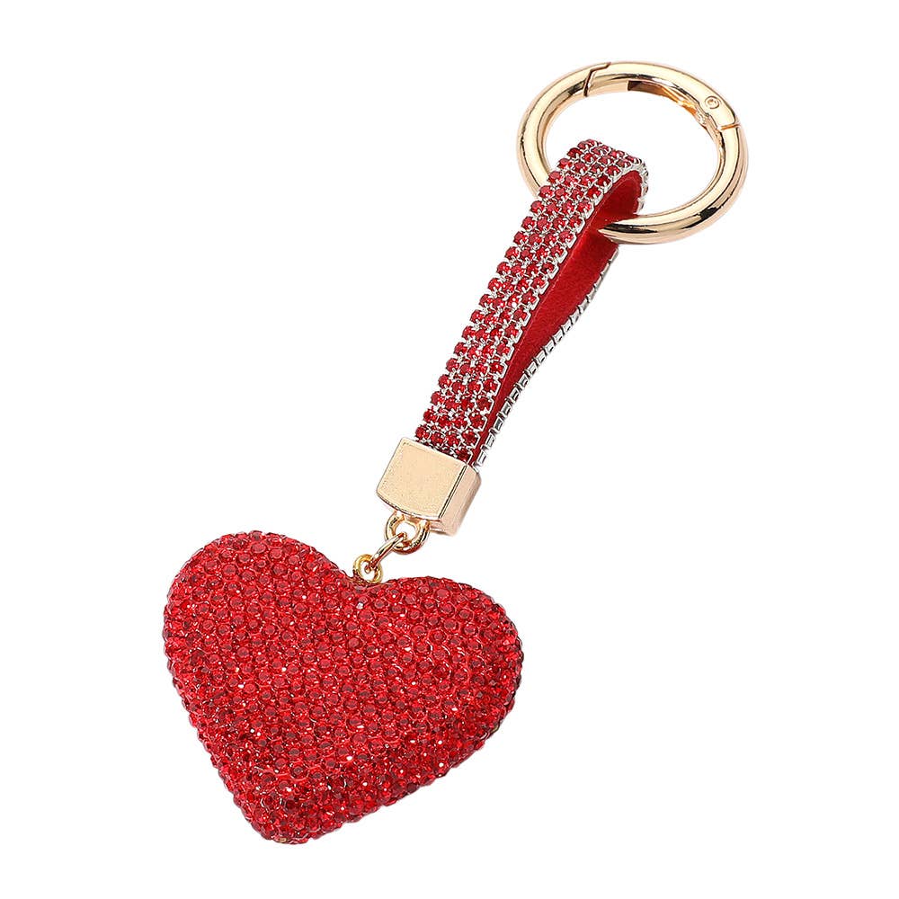 Bling Studded Heart Keychain / Bag Charm
: RED