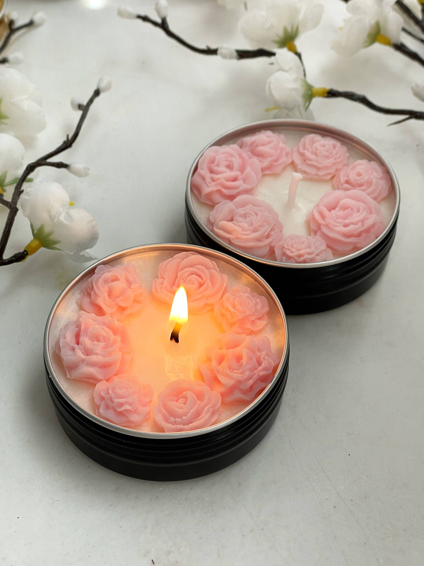 Floral Mini Candles 2 oz - Floral Scent: Pink