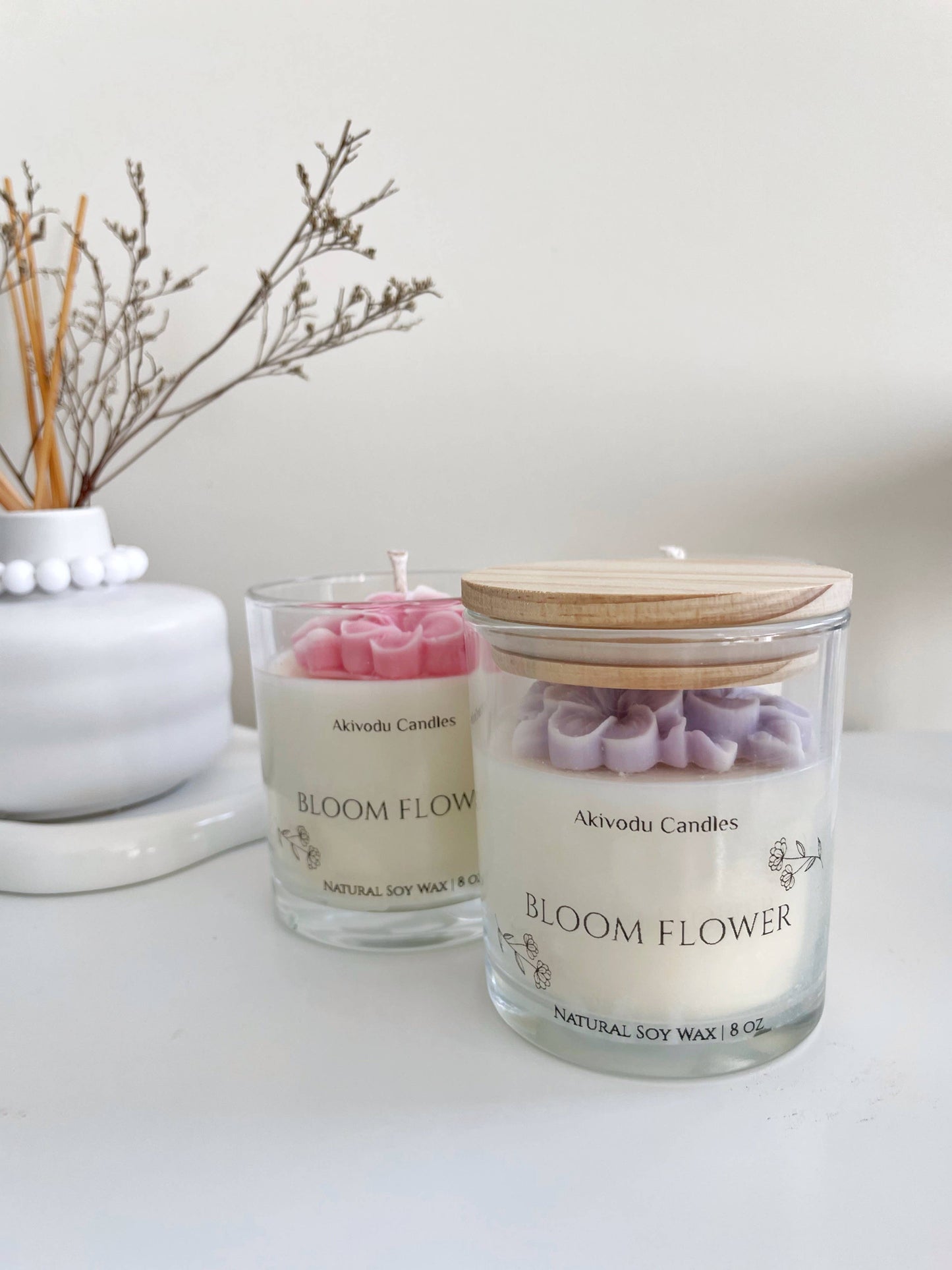 Bloom Flower Candle 8 oz - floral scent : Purple