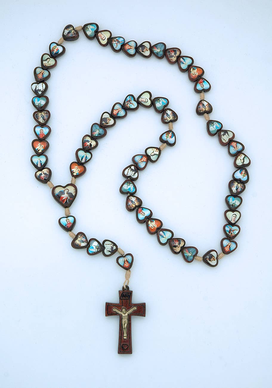 Spiritual Brazilian Wood Hearts Rosary