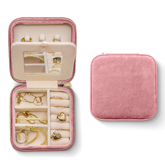 Pink Velvet Square Jewelry Box