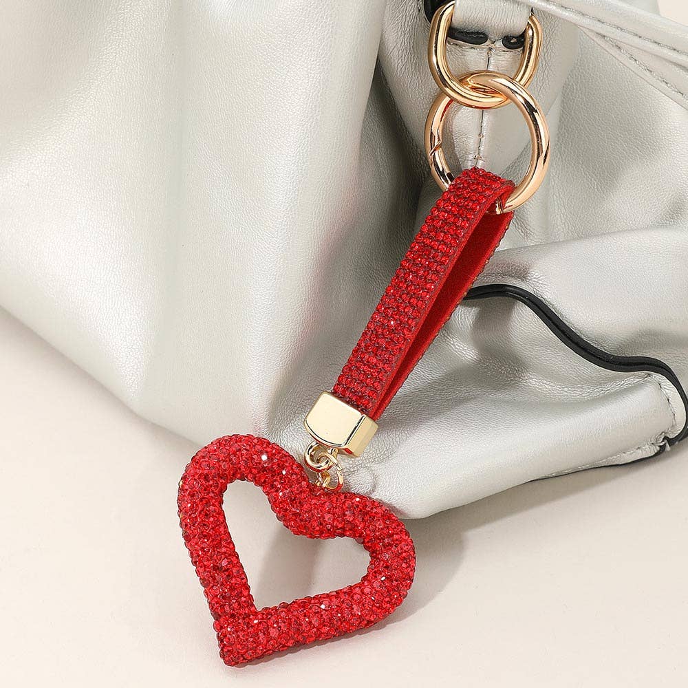 Studded Heart Keychain / Bag Charm: Red