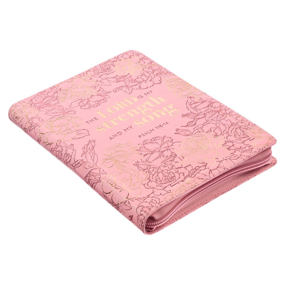 Journal Zip Pink My Strength & My Song Psalm 118:14