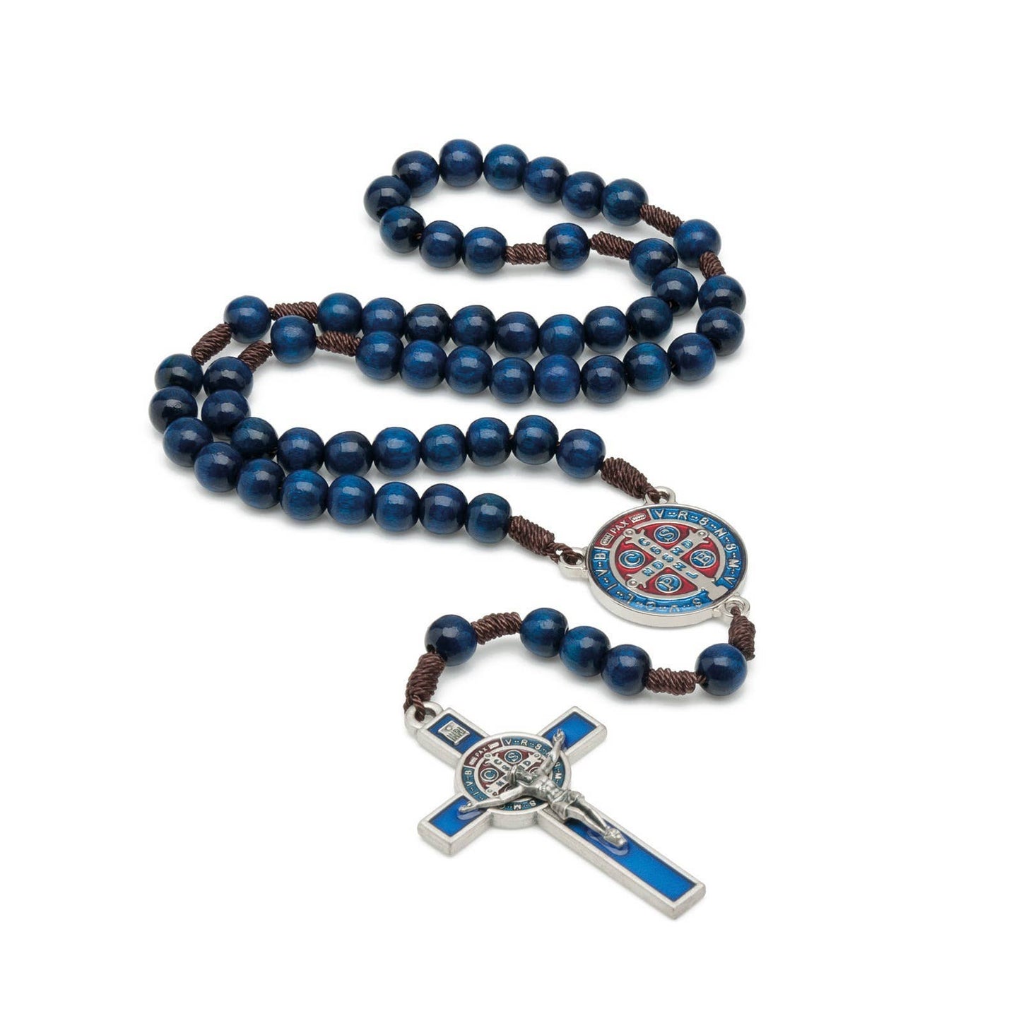 St. Benedict Wooden Rosary (BLUE Resin) 20"
