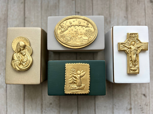 Blessed Virgin Mary & Baby Ceramic Box: Beige
