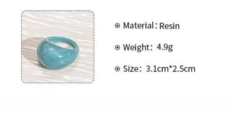 Blue Vintage Candy Resin Oval Geometric