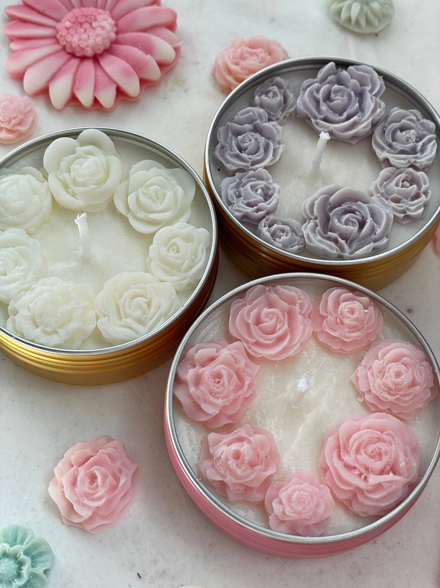 Floral Mini Candles 2 oz - Floral Scent: Pink