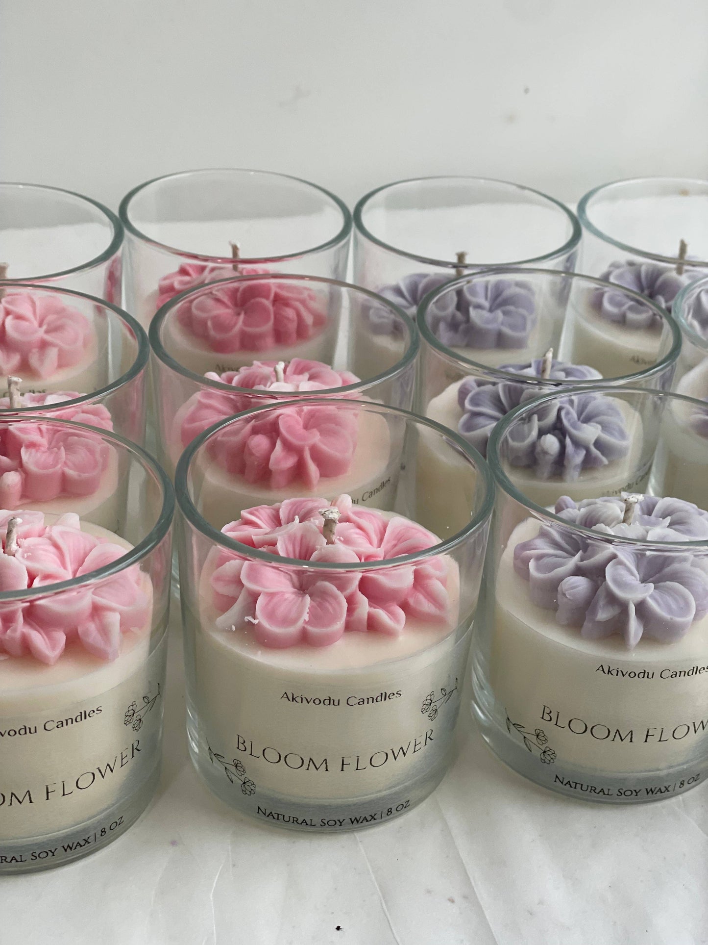 Bloom Flower Candle 8 oz - floral scent : Purple