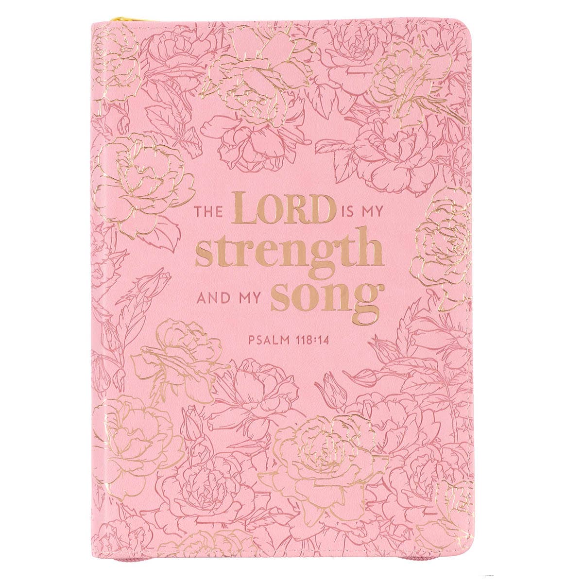 Journal Zip Pink My Strength & My Song Psalm 118:14