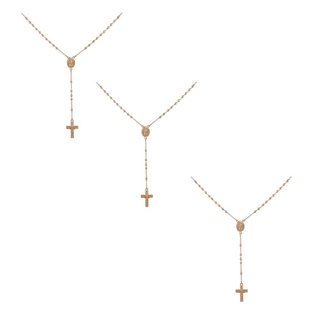 Gold Guadalupe Rosary Necklace 18-inch