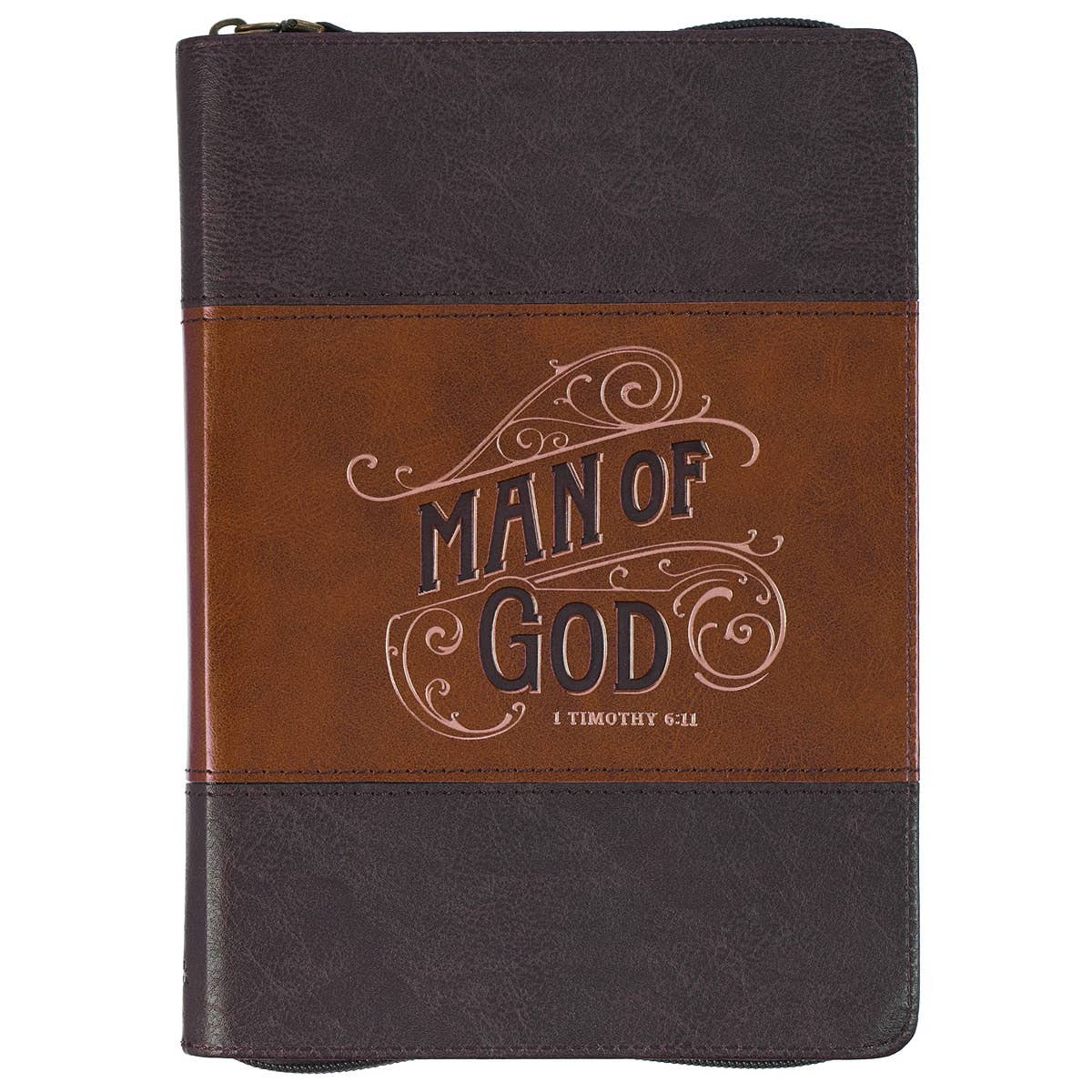 Journal Zip Brown 2tone Man of God 1 Tim. 6:11