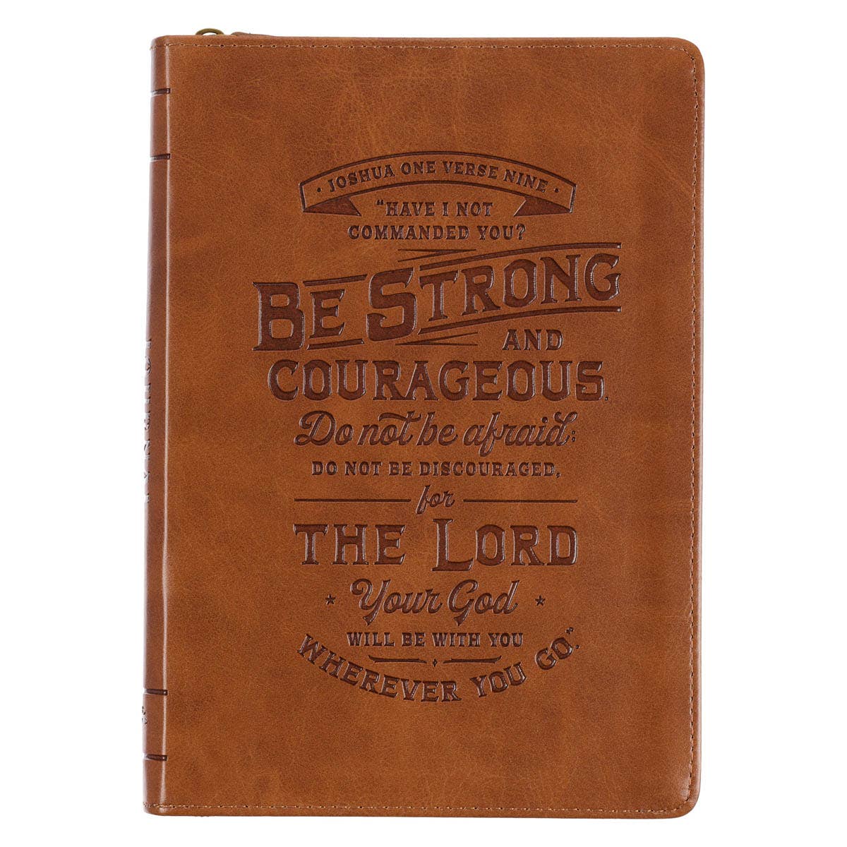 Journal Zip Brown Strong & Courageous Josh. 1:9