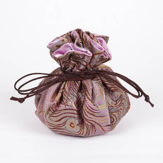 Peacock Feather Prints, Brocade Jewelry Pouch