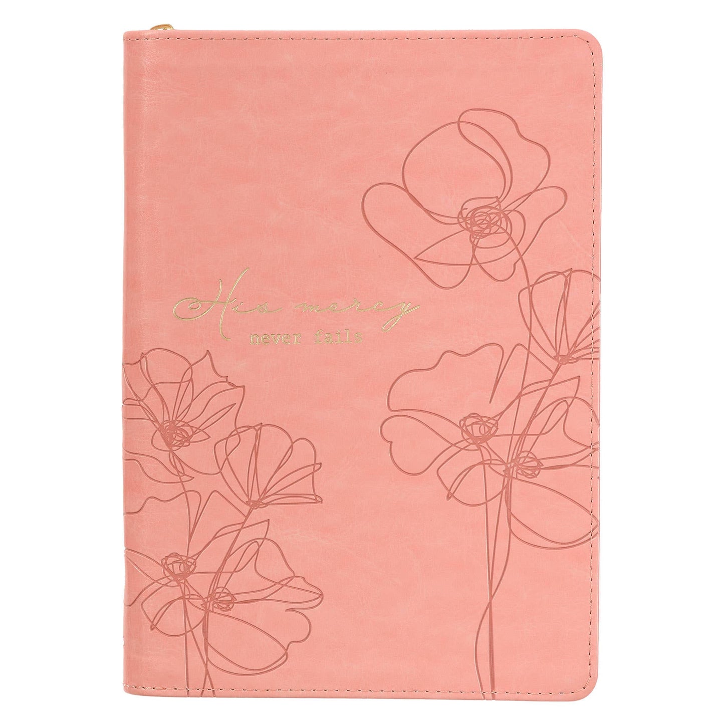 Journal Zip Pink His Mercy Never Fails