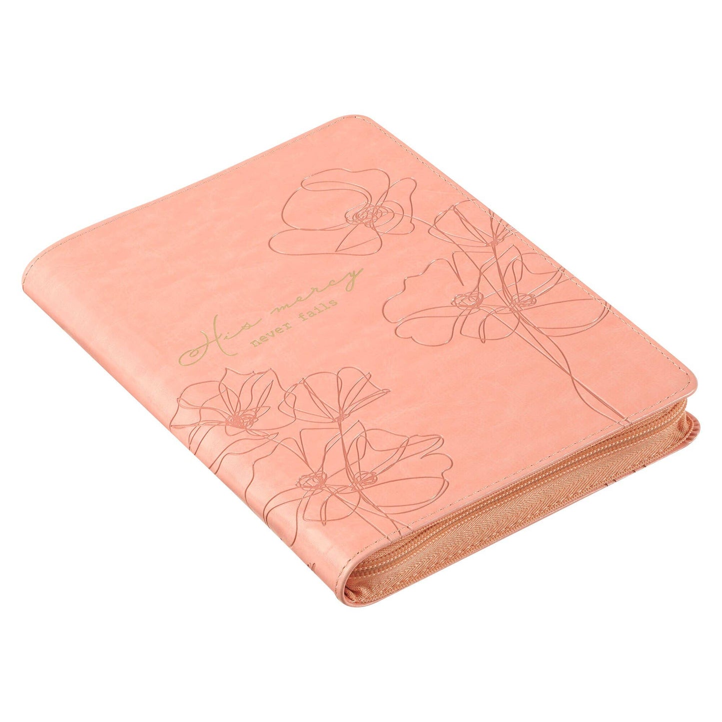 Journal Zip Pink His Mercy Never Fails