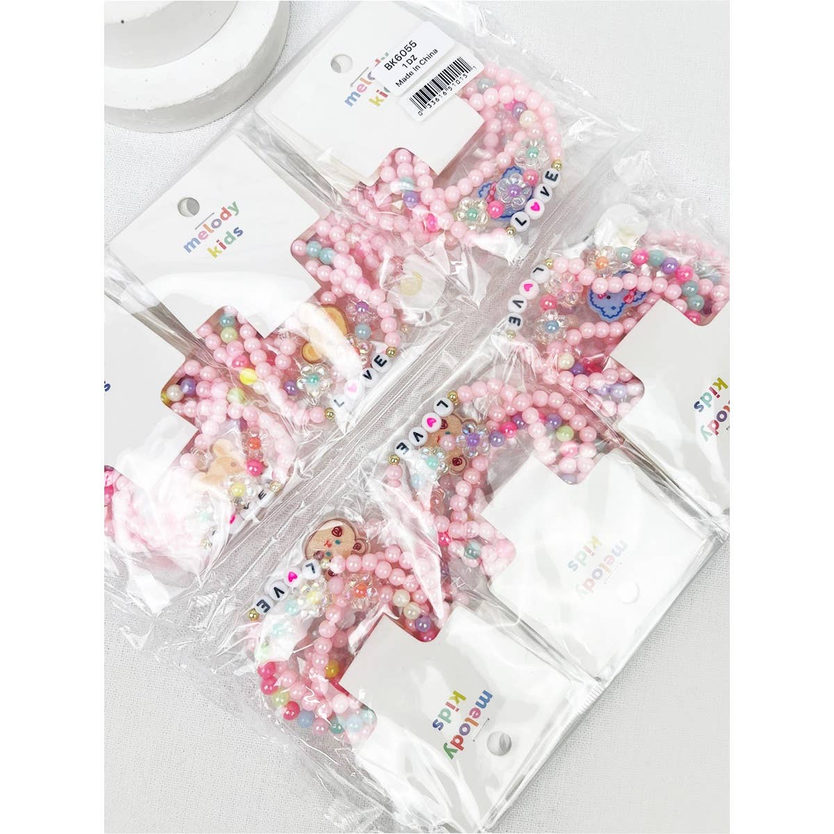 Love and Bear Theme Kids Layering Bracelet Set: Mixed Color