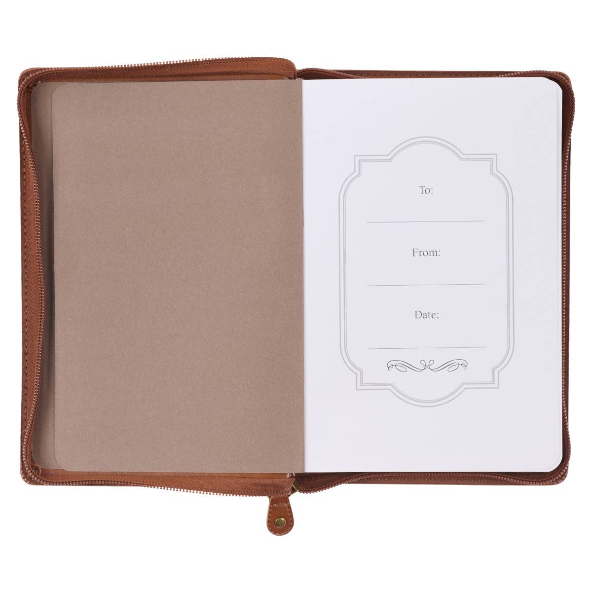 Journal Zip Brown Strong & Courageous Josh. 1:9