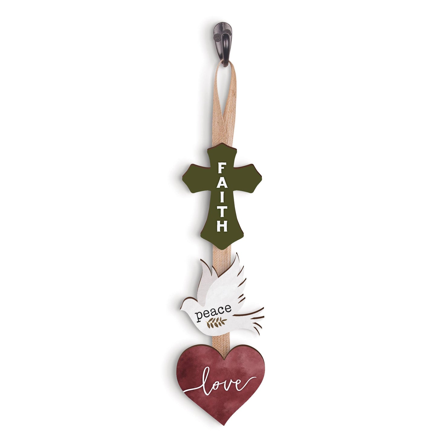 Faith Peace Love String Sign