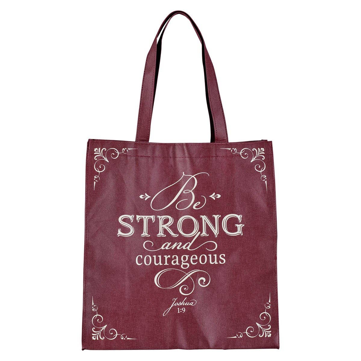 Tote Plum Be Strong and Courageous Josh. 1:9