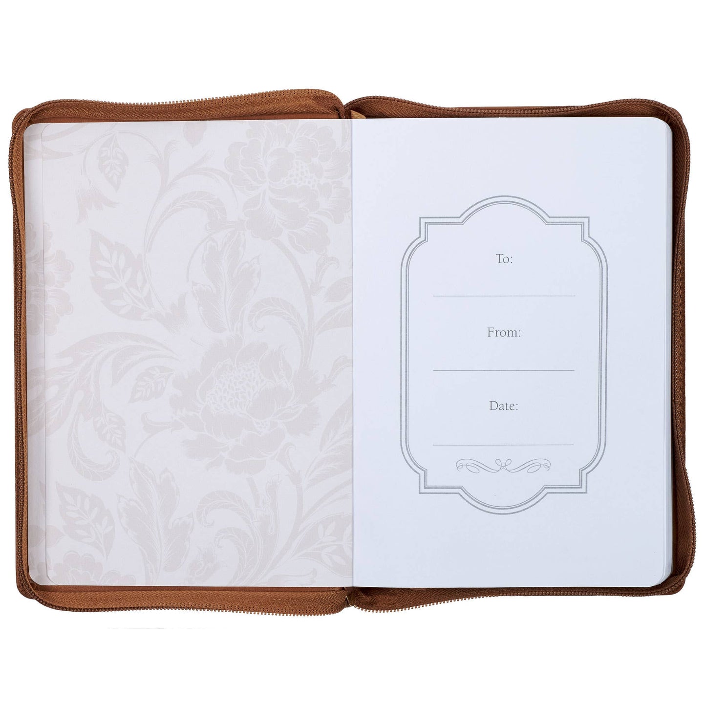 Journal Zip Brown Floral All Things Phil. 4:13