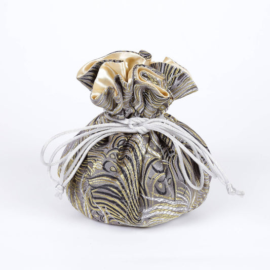 Peacock Feather Prints, Brocade Jewelry Pouch