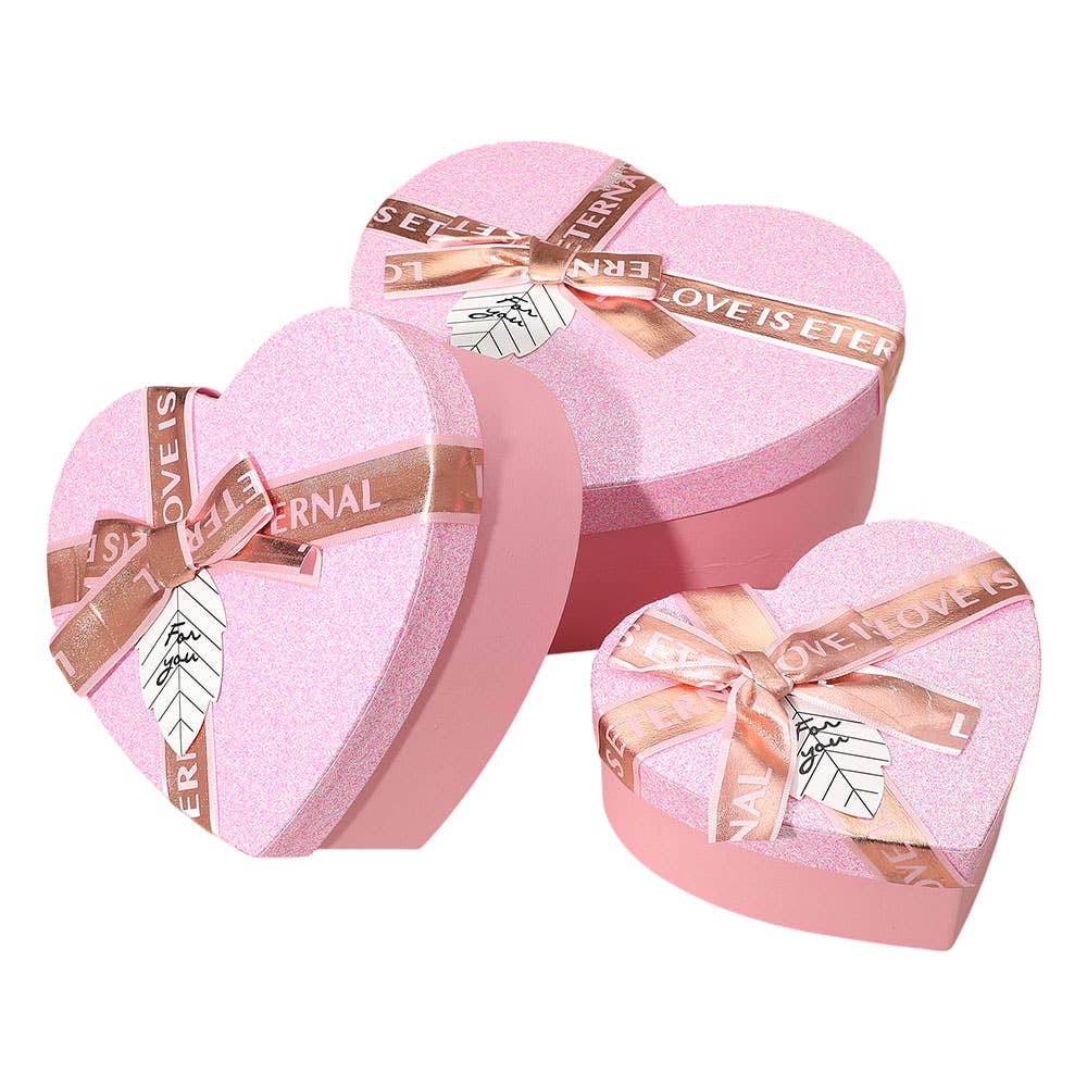 Heart Shaped LOVE Message Ribbon Gift Box - Pink Large