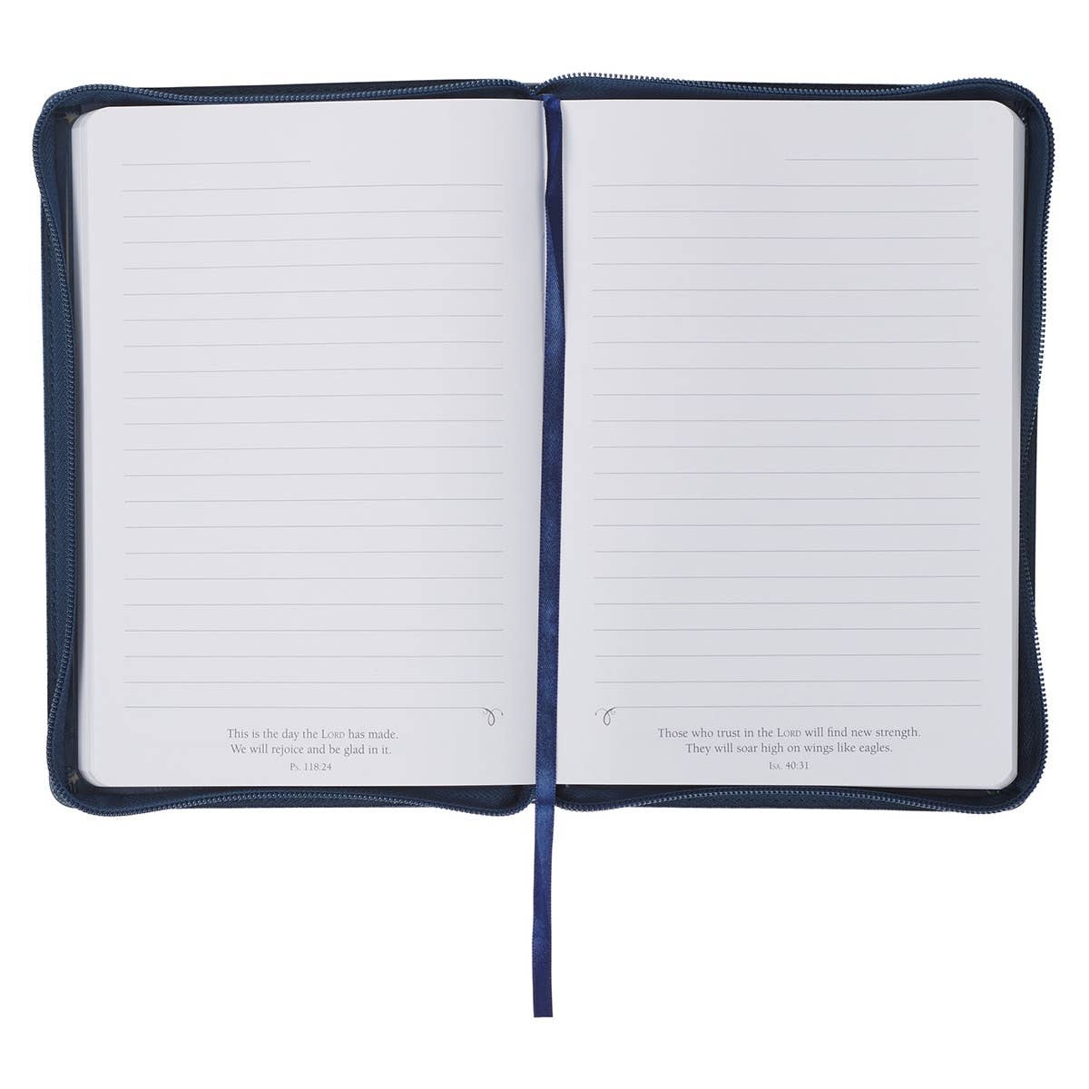 Journal Zip Navy Be Strong & Courageous Josh. 1:9