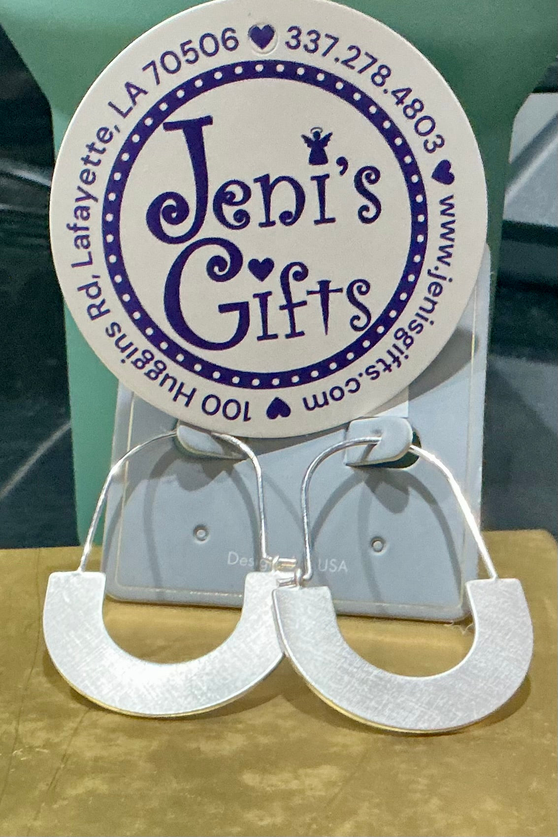 Silver Semicircle Hoop Earrings