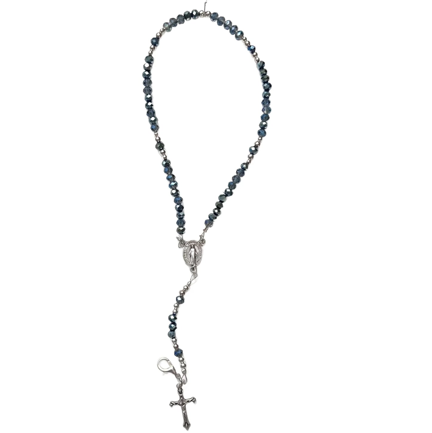 Miraculous Medal Rosary Bracelet, Silver & Blue