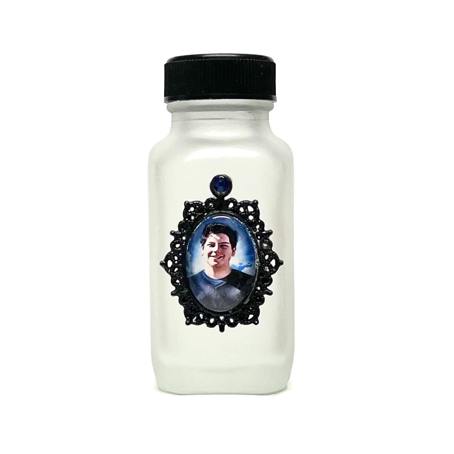 Saint Carlo Acutis Holy Water Bottle, Frost and Black