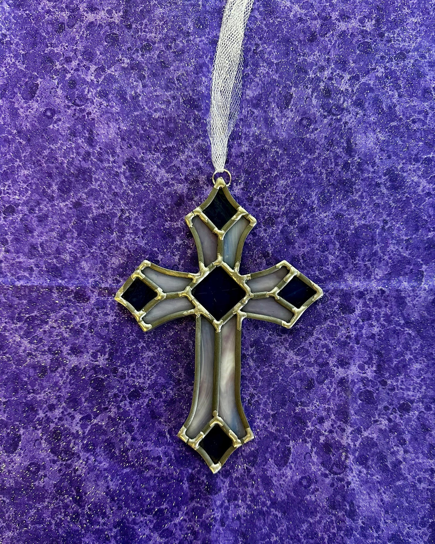 Cross stained glass hanging