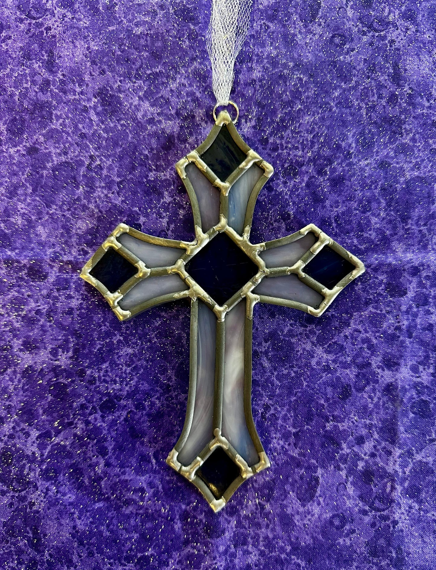 Cross stained glass hanging