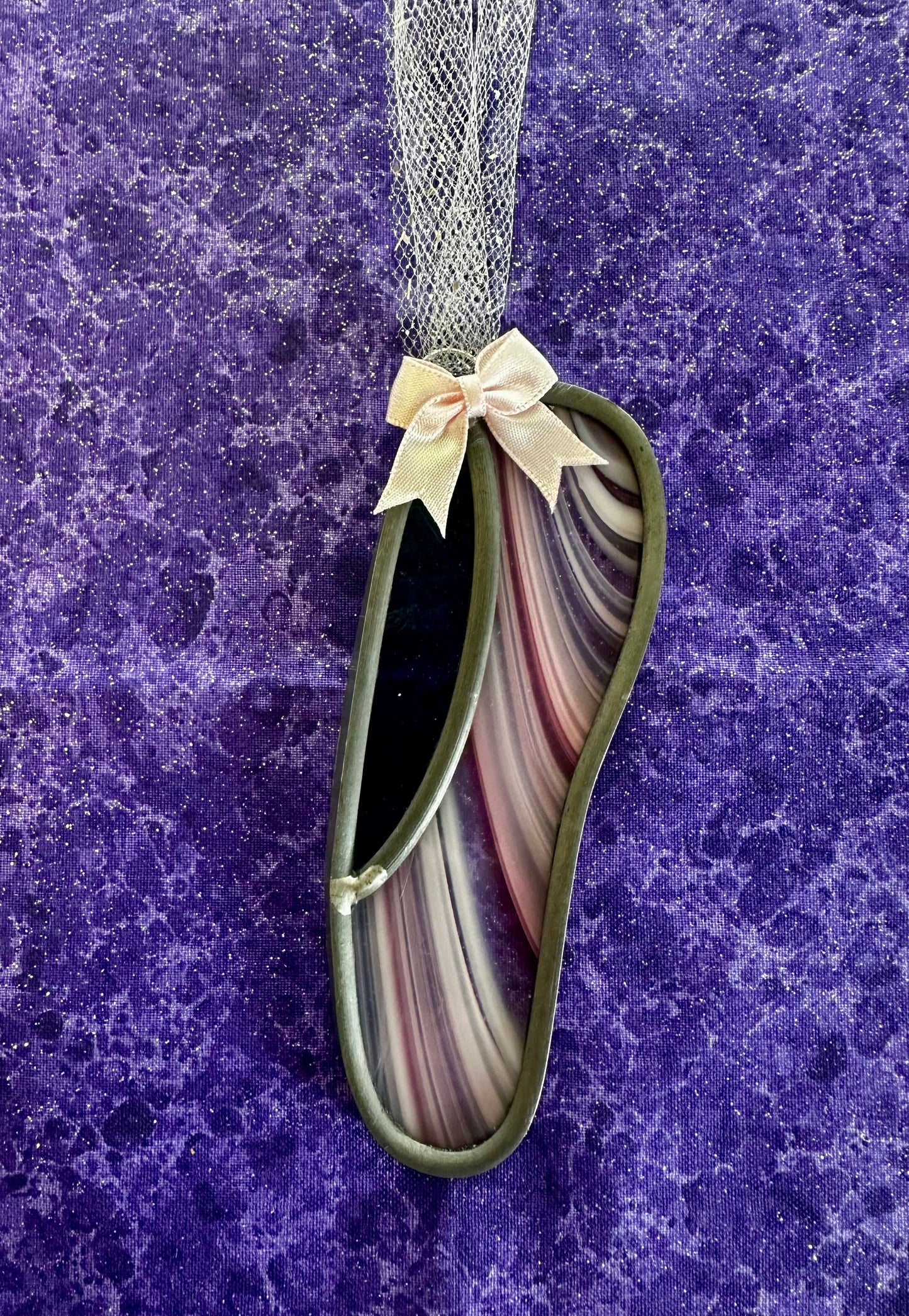 Ballerina slipper stained glass hanging