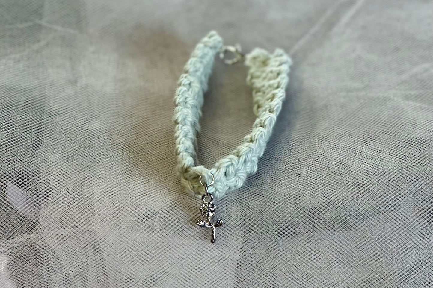 Crocheted Bracelet w/charm