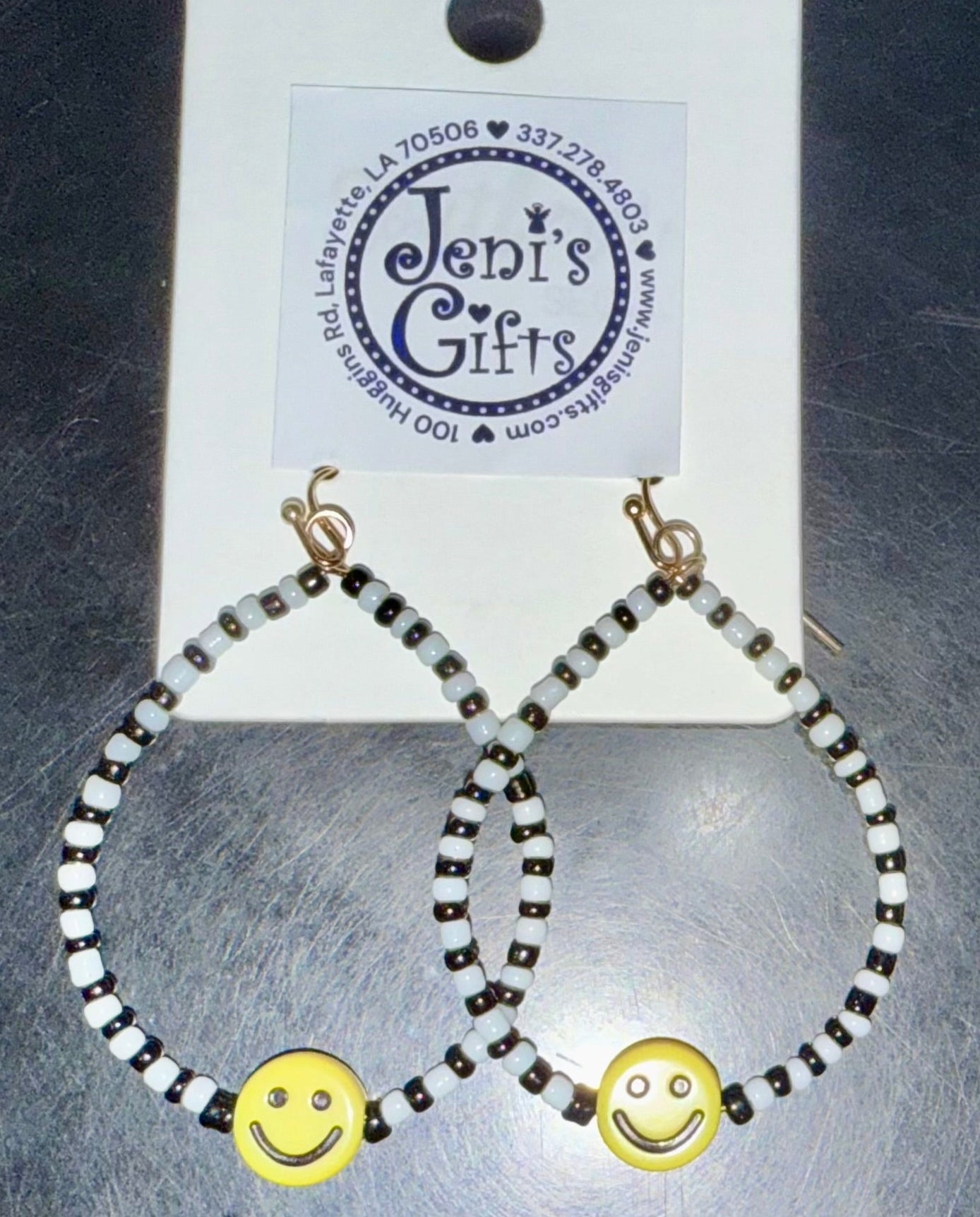 Smiley Face Black & White Bead Dangles