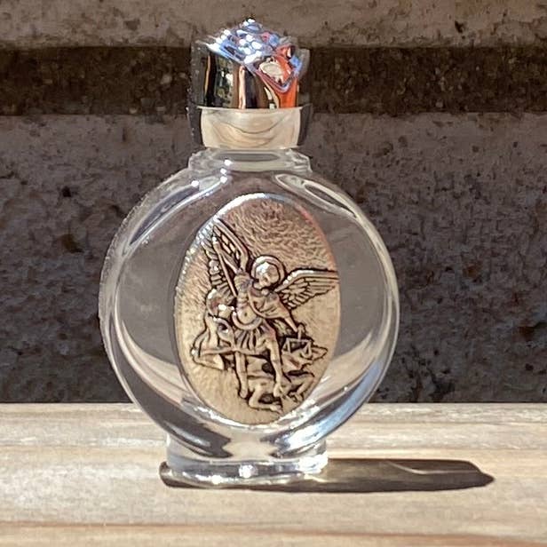 St. Michael Holy Bottle w/Rose Top 2.5"