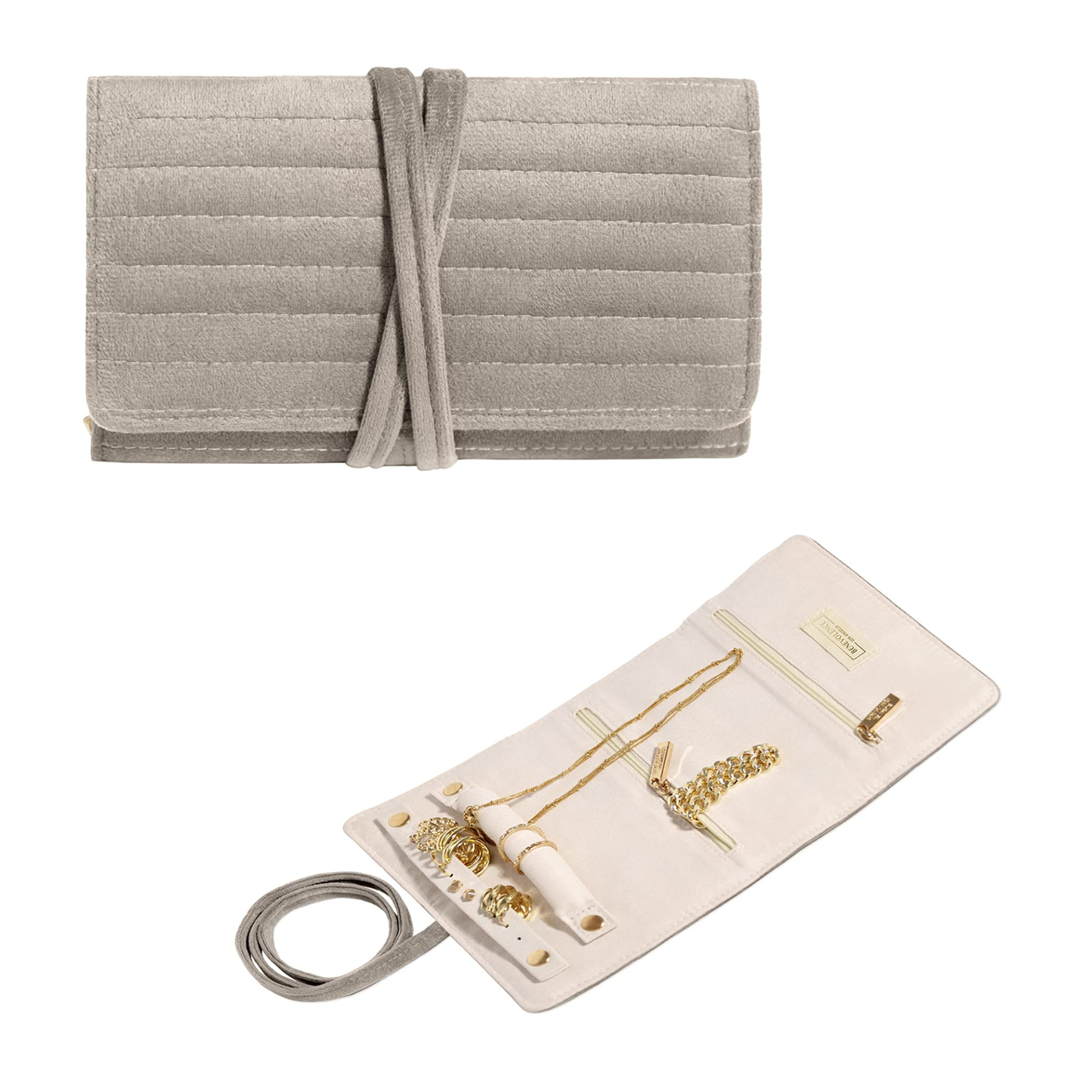 Emerald Velvet Jewelry Roll Organizer