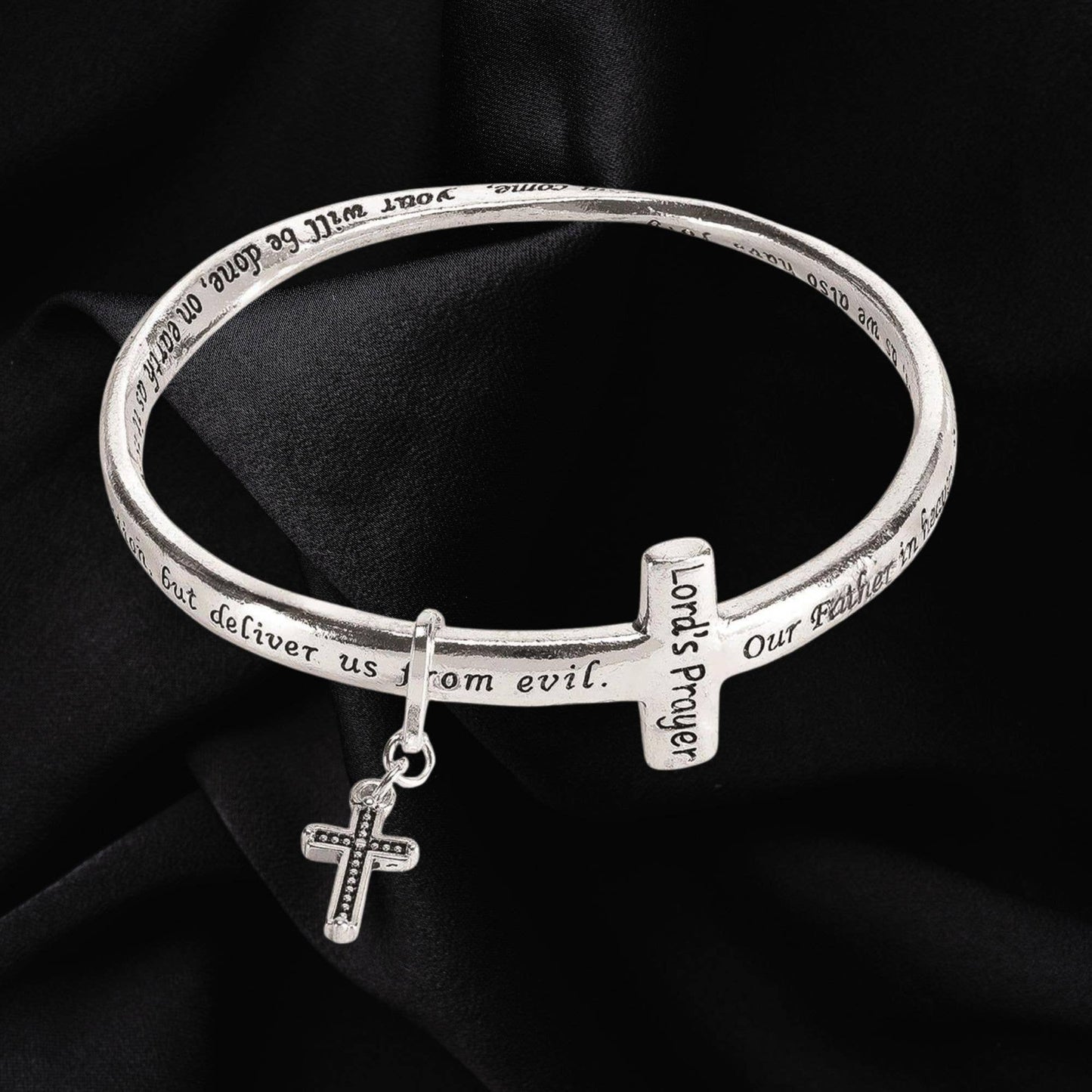Lord's Prayer Twisted Cross Bracelet
