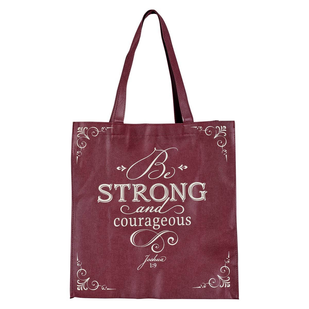 Tote Plum Be Strong and Courageous Josh. 1:9