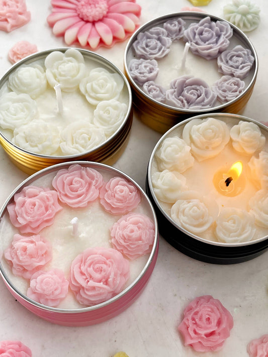 Floral Mini Candles 2 oz - Floral Scent: Pink