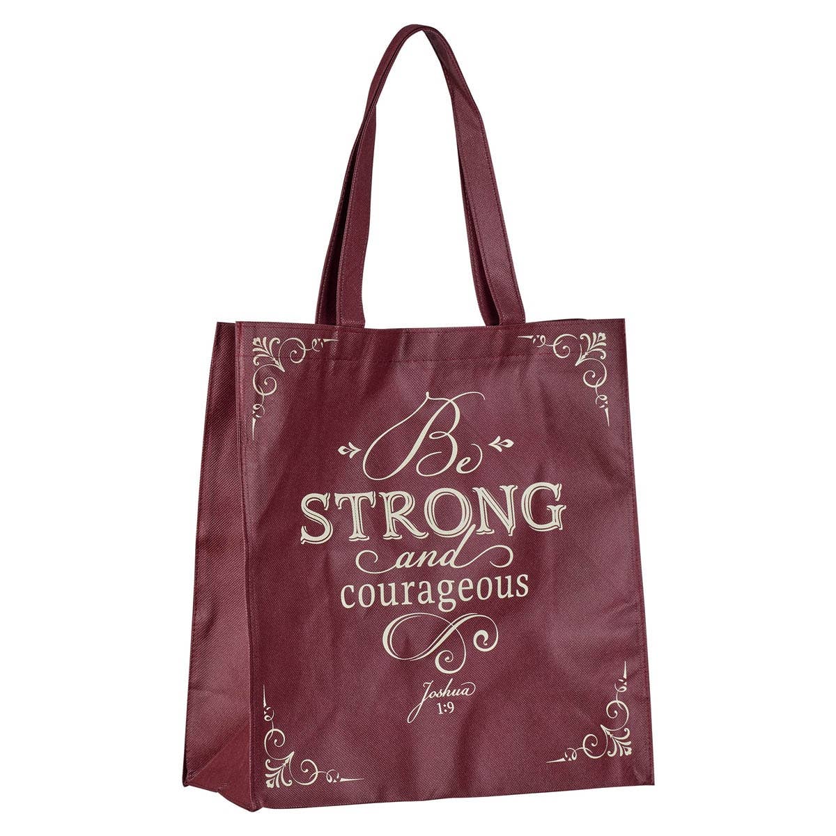 Tote Plum Be Strong and Courageous Josh. 1:9